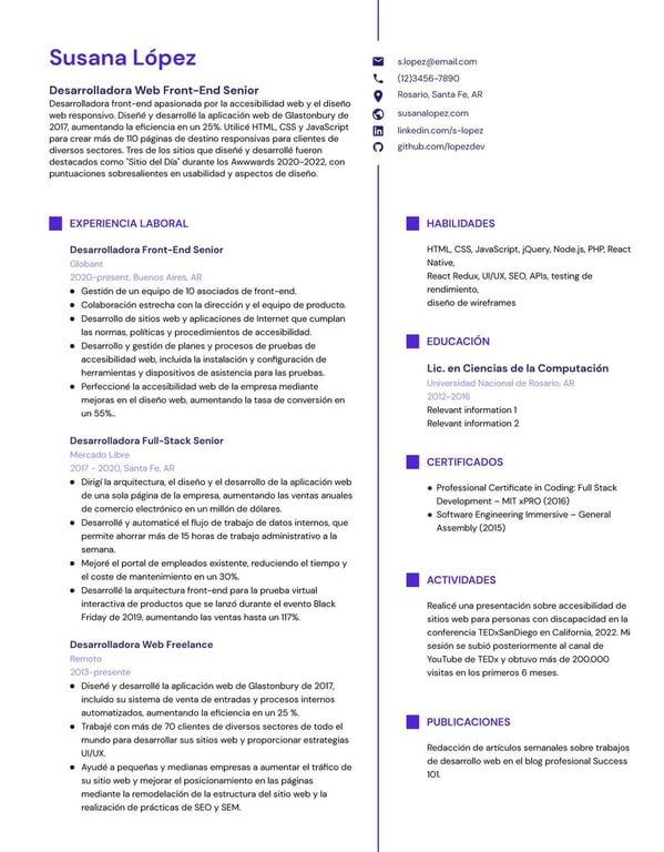 Ilustraci&oacute;n de un ejemplo de curr&iacute;culum de programador