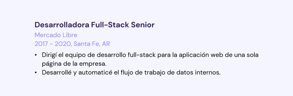Ejemplo de experiencia en programaci&oacute;n para un curr&iacute;culum
