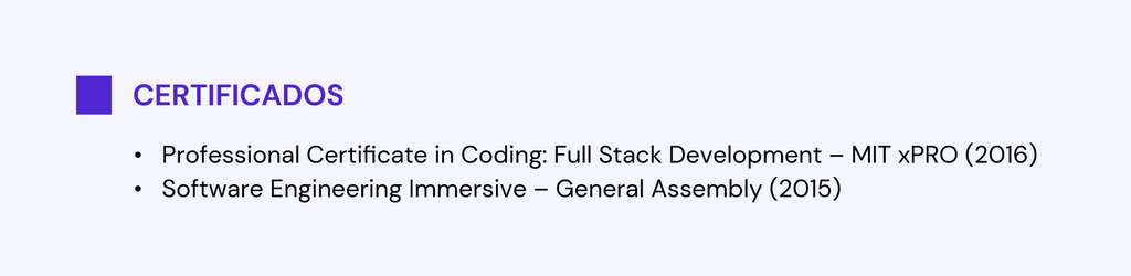 Secci&oacute;n de certificados