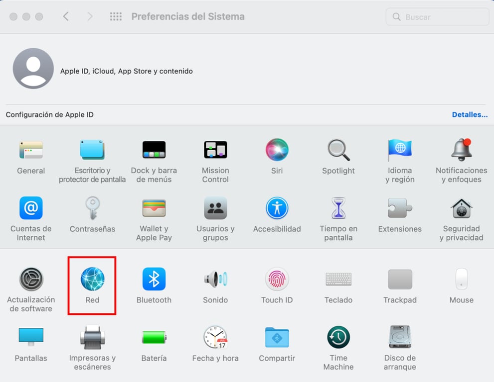 Configuraci&oacute;n de red en macOS