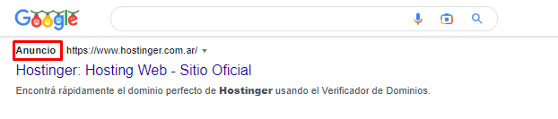 Anuncios en motores de b&uacute;squeda de Hostinger