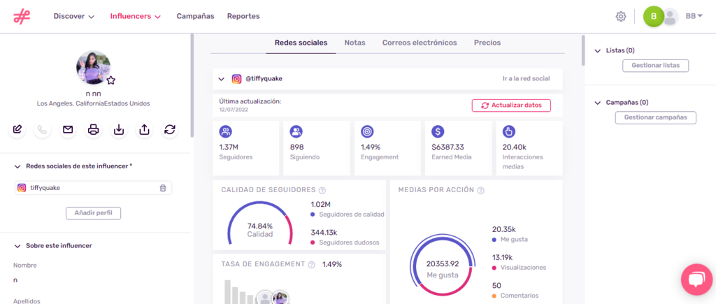 Escritorio de Influencity