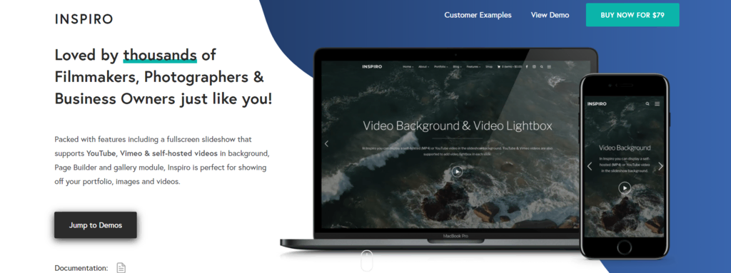 P&aacute;gina del tema para videos de WordPress Inspiro