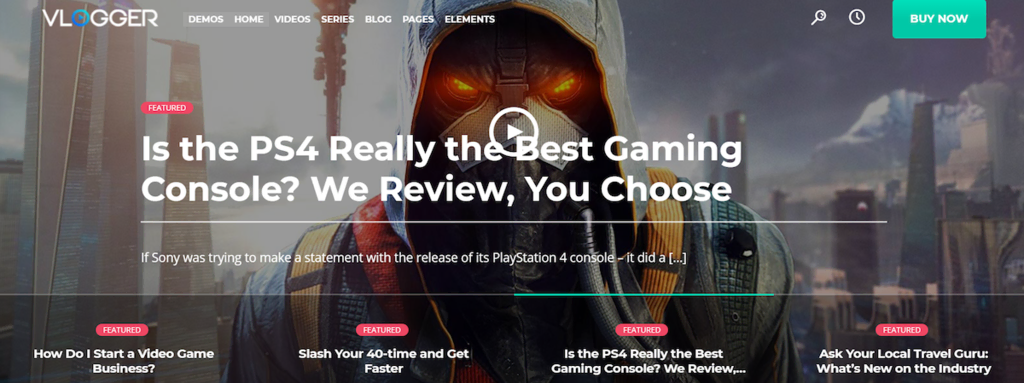 P&aacute;gina del tema para videos de WordPress Vlogger