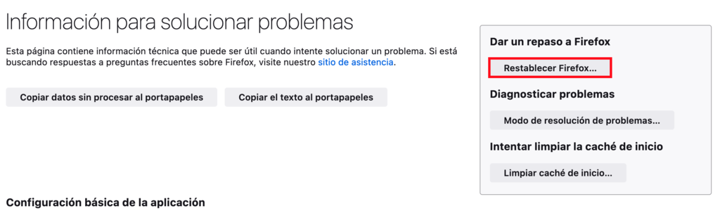 Bot&oacute;n para restablecer Firefox