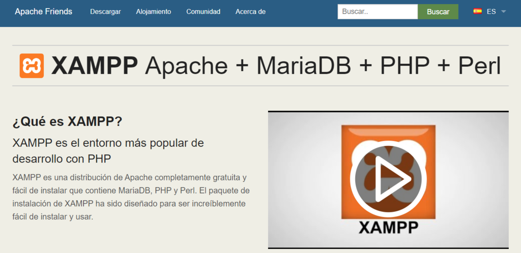 Página de inicio de XAMPP
