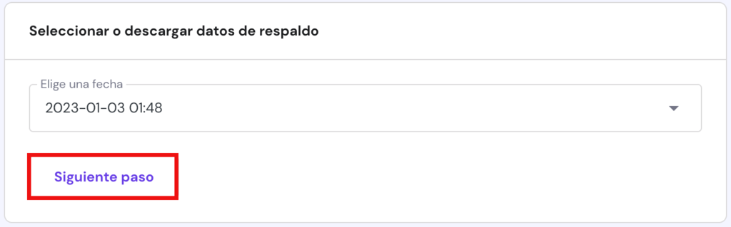 Bot&oacute;n de Siguiente paso al descargar el archivo de migraci&oacute;n