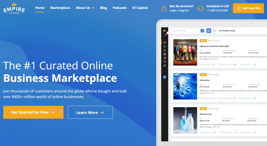 Mercado de compra y venta de sitios web Empire Flippers
