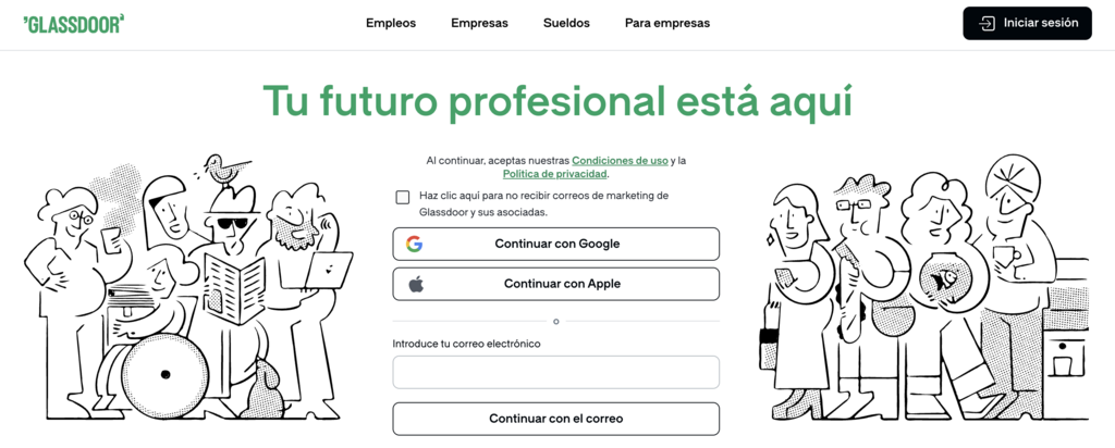 Sitio web de Glassdoor