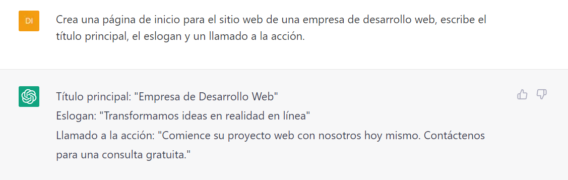 Ejemplo de uso de ChatGTP