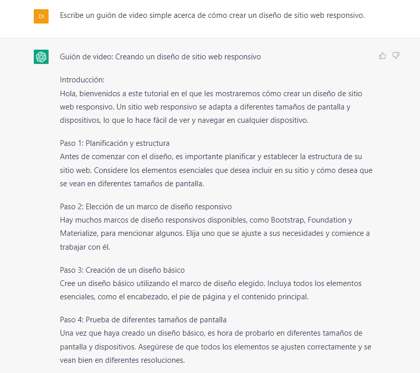 Ejemplo de contenido creado por ChatGTP para una p&aacute;gina web