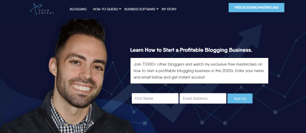 P&aacute;gina de inicio del sitio web Adam Menfroy
