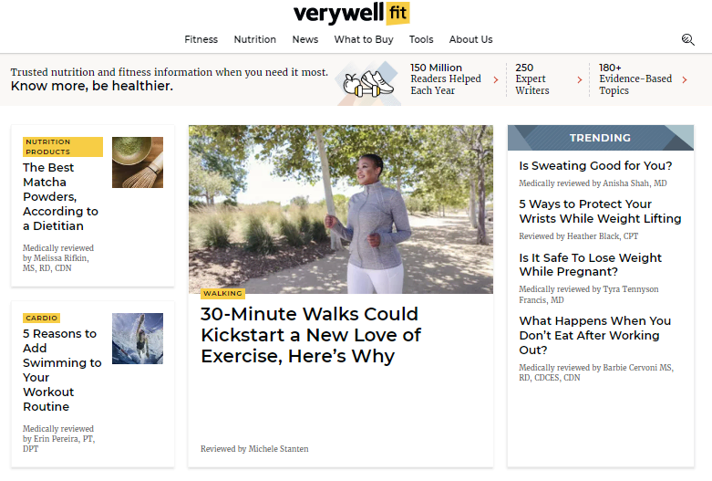 P&aacute;gina de inicio de Verywell Fit