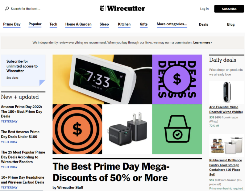 P&aacute;gina de inicio de Wirecutter