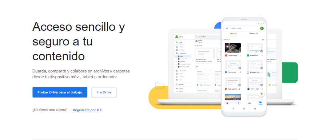 Página de inicio de Google Drive