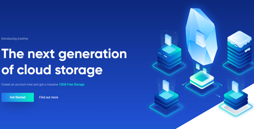 Página de inicio de Icedrive, un proveedor de alojamiento en la nube