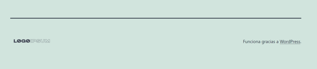 Footer de página con el crédito "Funciona gracias a WordPress"