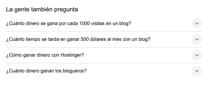 La secci&oacute;n &laquo;La gente tambi&eacute;n pregunta&raquo; de Google