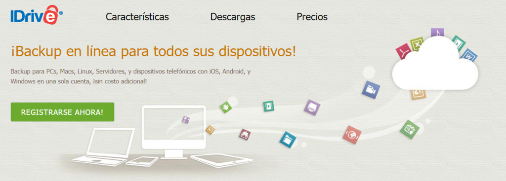 Página de inicio del proveedor de alojamiento en la nube IDrive