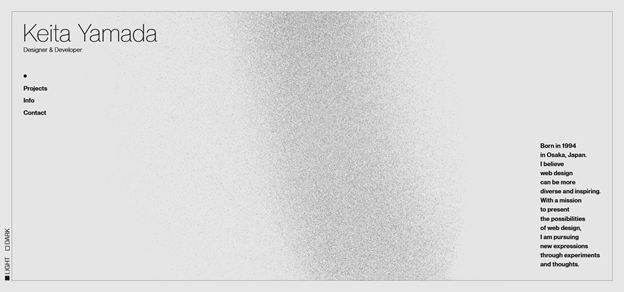 P&aacute;gina de inicio del portafolio de Keita Yamada