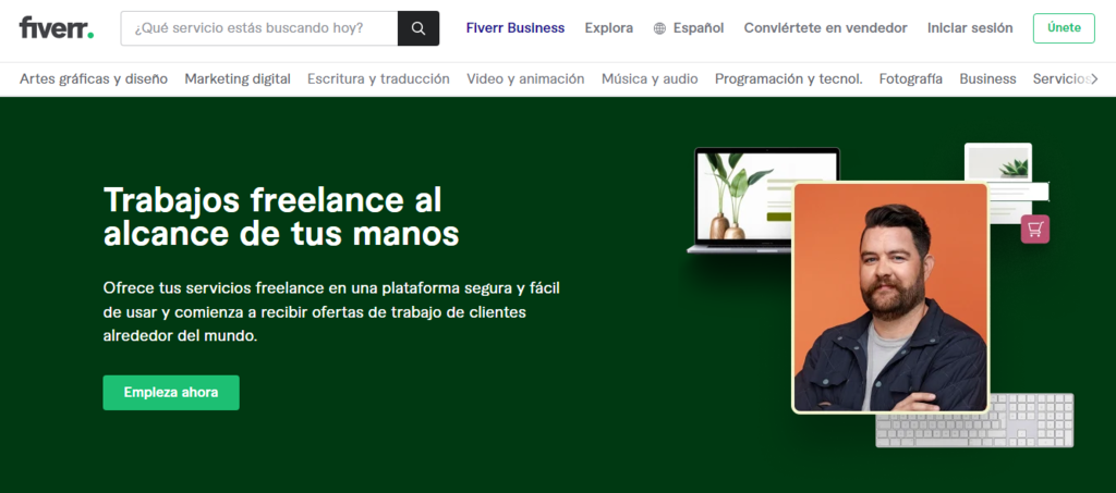 P&aacute;gina Convi&eacute;rtete en vendedor de Fiverr