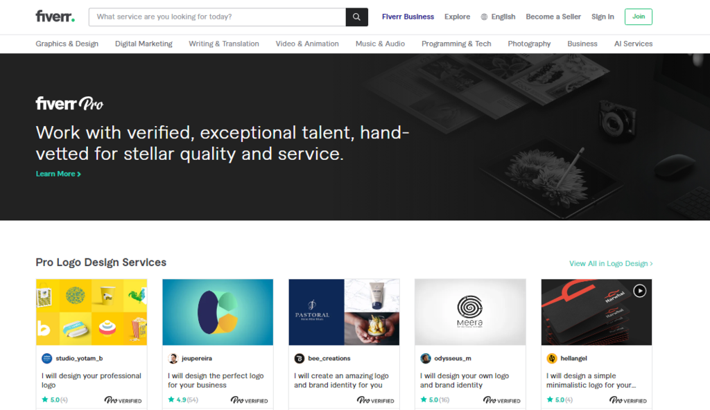 P&aacute;gina Fiverr Pro