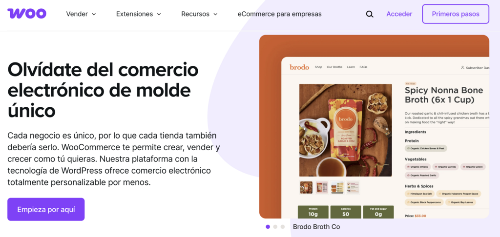 Sitio web de Woocommerce