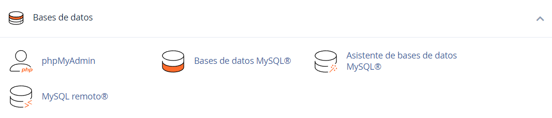Funciones de gestión de base de datos cPanel
