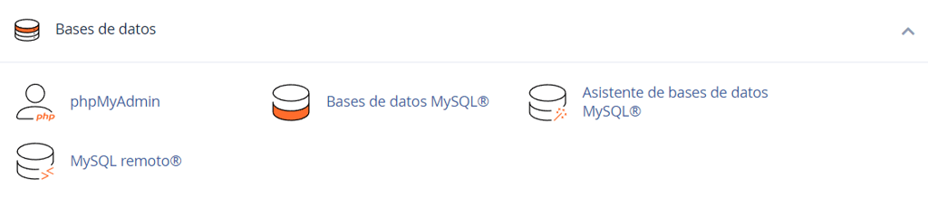 Funciones de gestión de base de datos cPanel