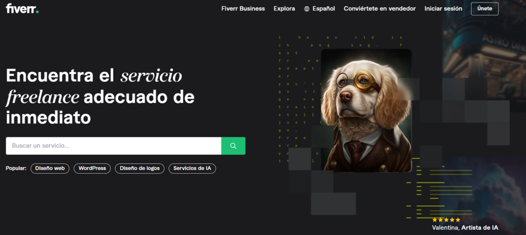P&aacute;gina web de Fiverr