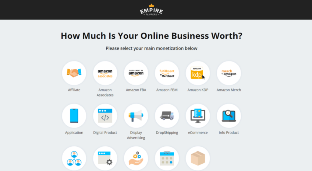 Herramienta de valuación de páginas web de Empire Flippers