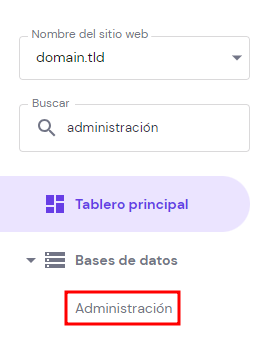 Secci&oacute;n de Bases de datos de hPanel