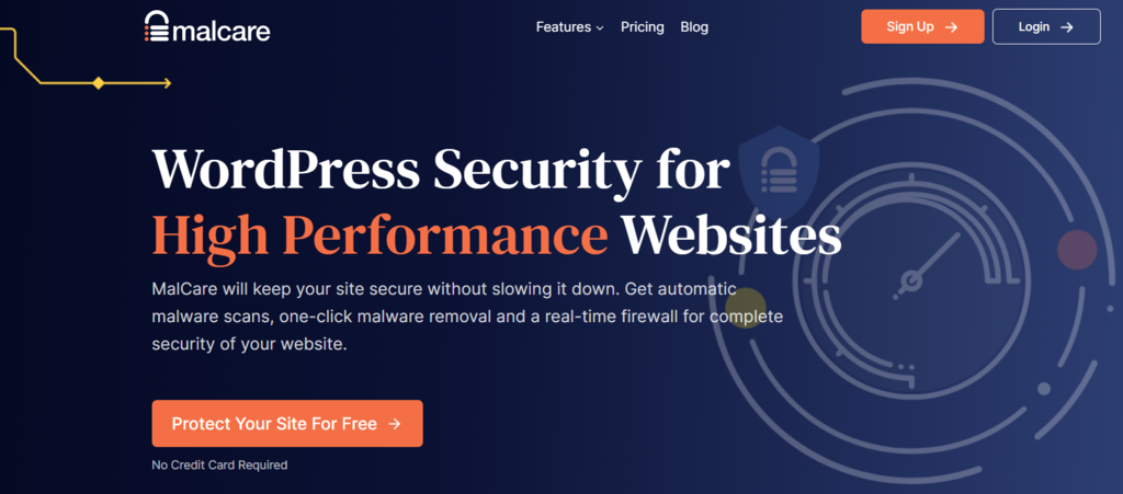 Página de inicio de Malcare