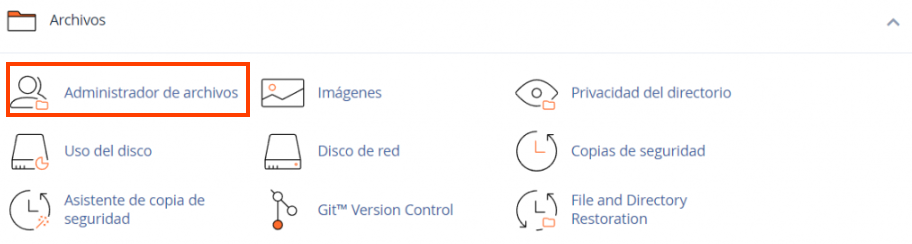 Secci&oacute;n de Archivos de cPanel