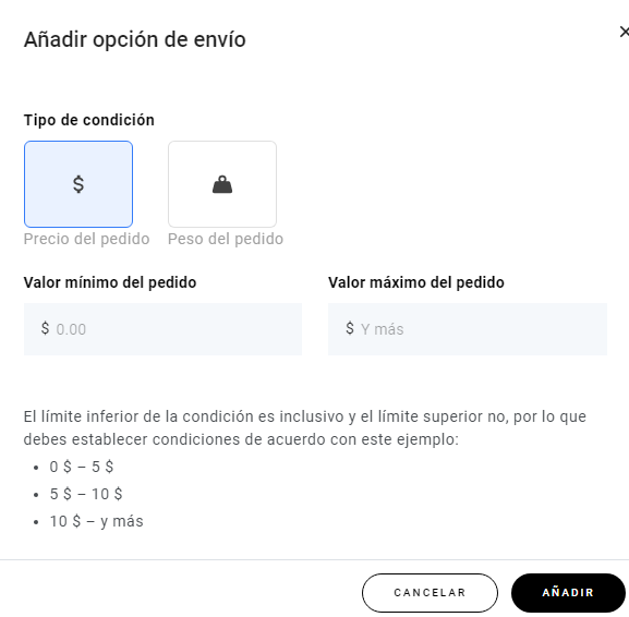 Pesta&ntilde;a A&ntilde;adir opci&oacute;n de env&iacute;o en el creador de p&aacute;ginas web de Hostinger