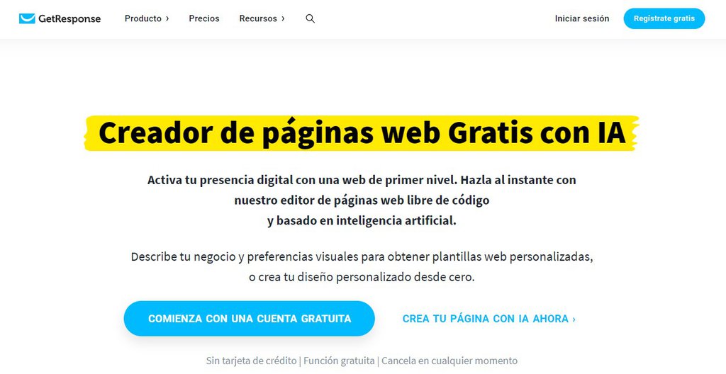 Página web de GetResponse