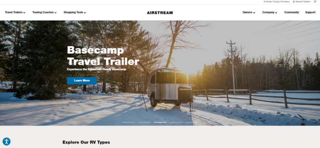 Página de inicio de Airstream