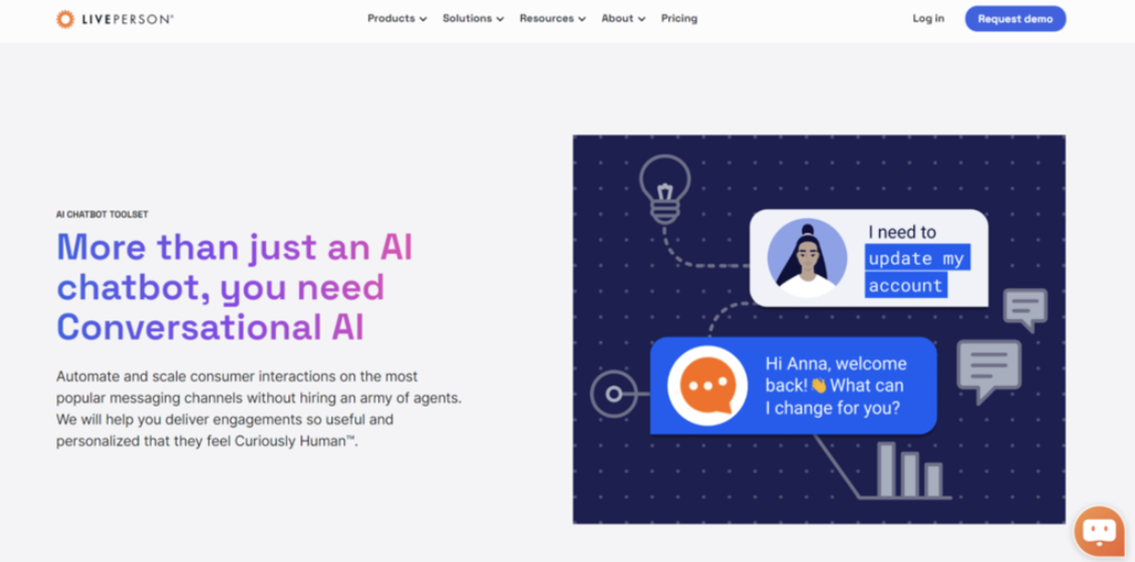 P&aacute;gina de inicio de LivePerson