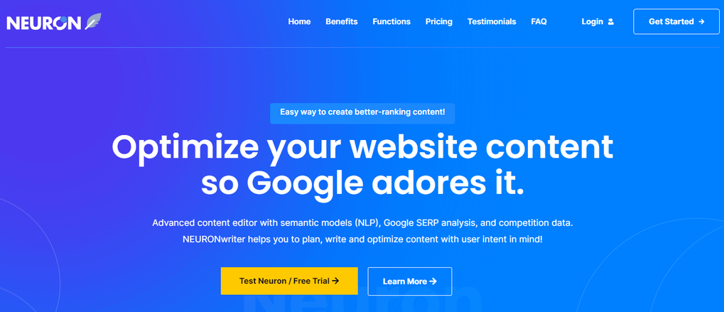 P&aacute;gina de inicio de Neuronwrite