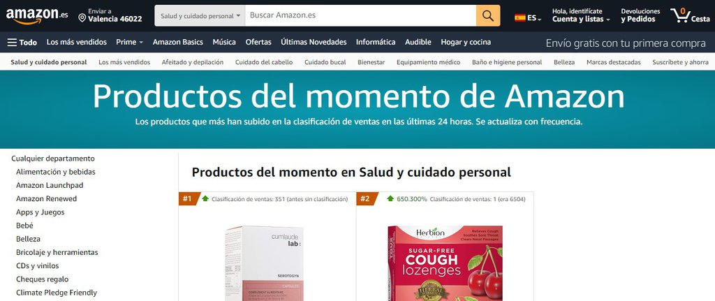 P&aacute;gina web de Amazon