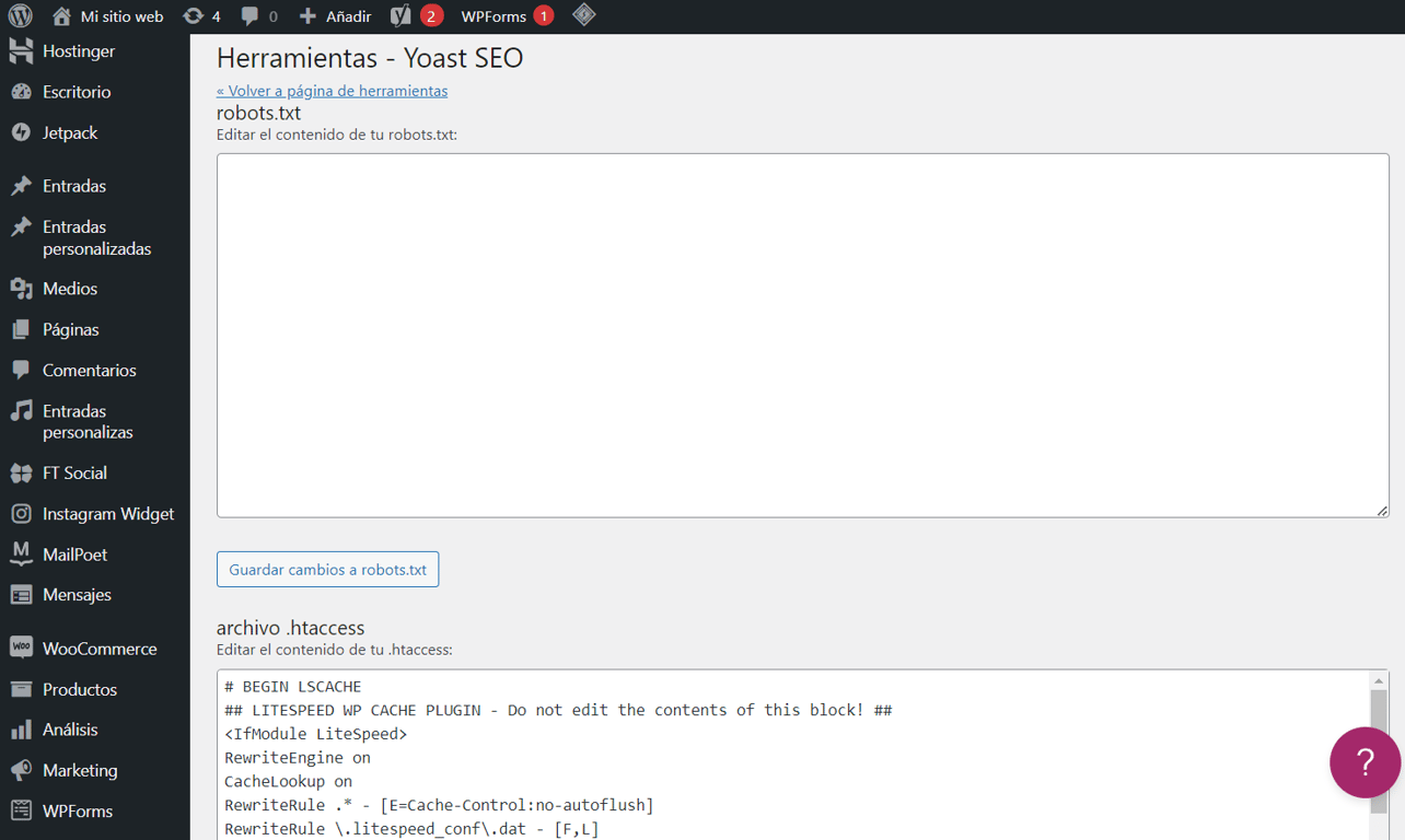 Creando un archivo robots.txt para WordPress