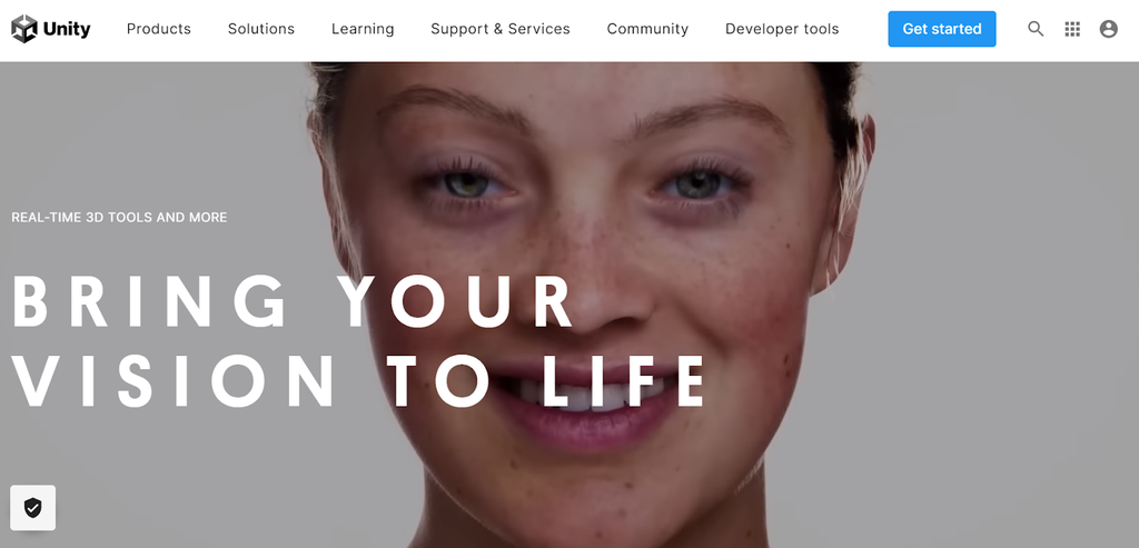 P&aacute;gina de inicio del sitio web Unity.