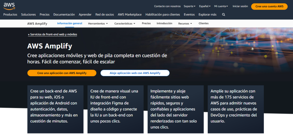 Landing page de AWS Amplify