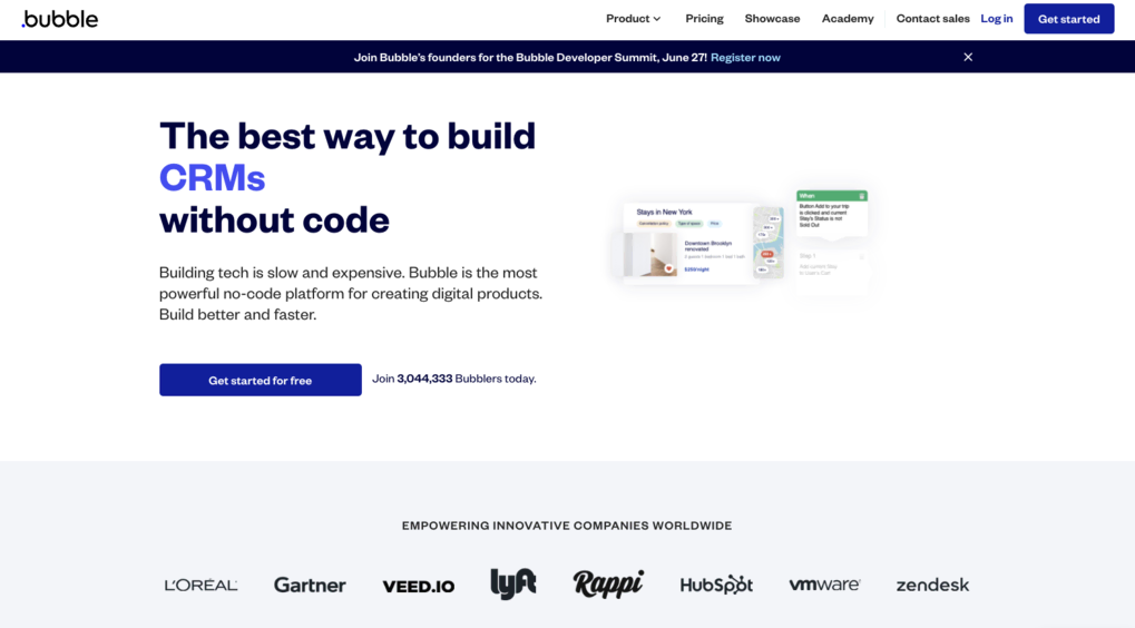 P&aacute;gina de la herramienta para programar con inteligencia artificial Bubble