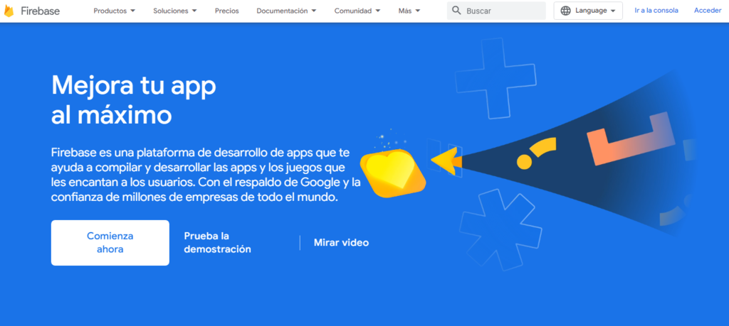 P&aacute;gina de la herramienta para programar con inteligencia artificial Firebase