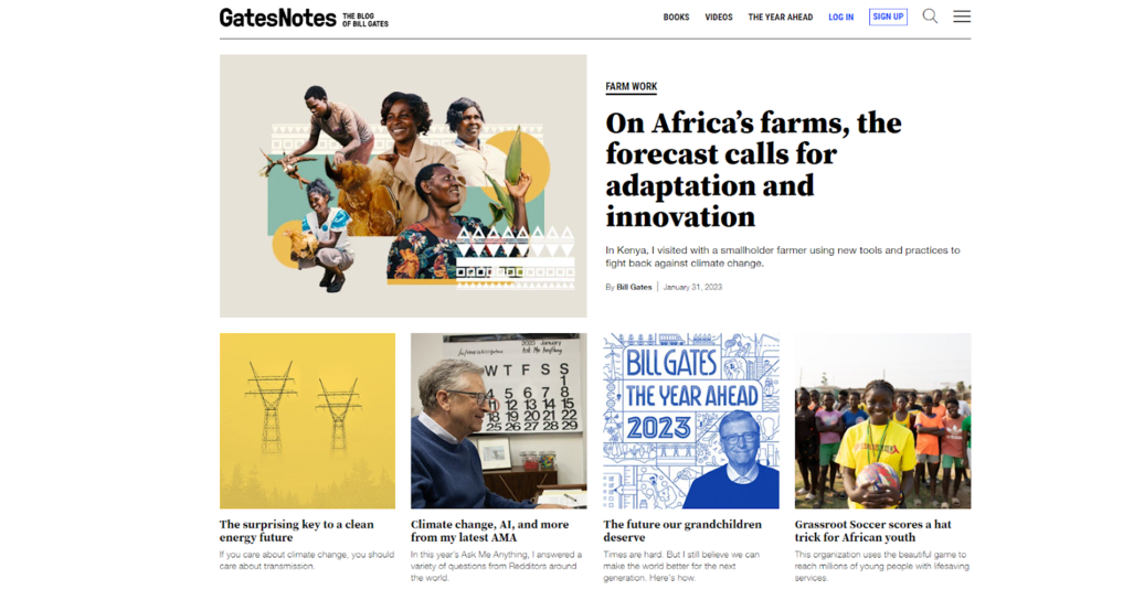 P&aacute;gina de inicio de Gates Notes