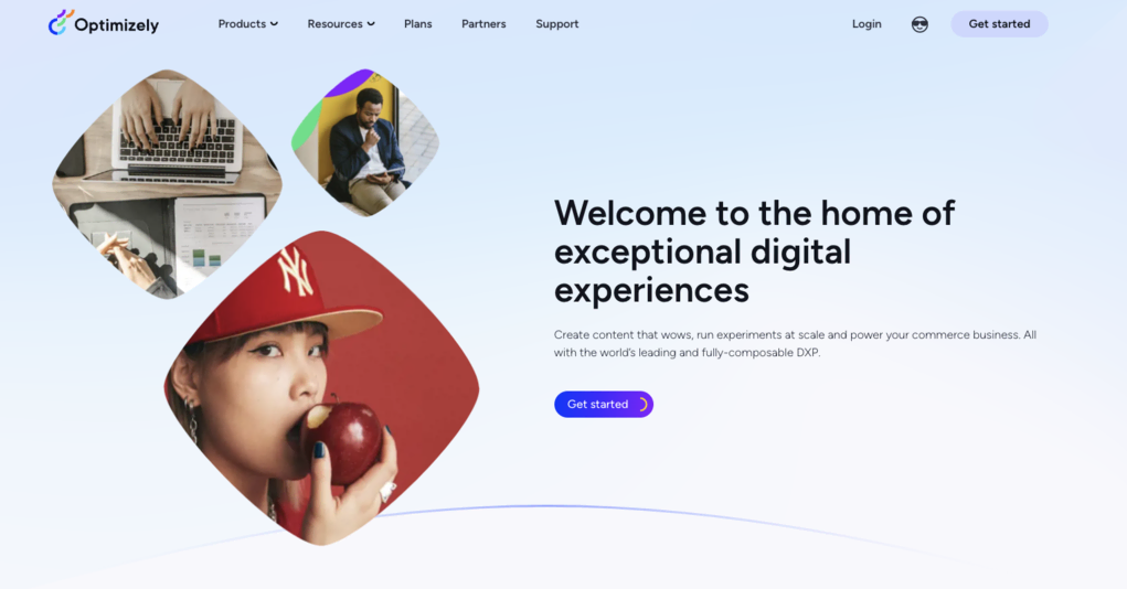 P&aacute;gina de inicio de la herramienta para programar con inteligencia artificial Optimizely