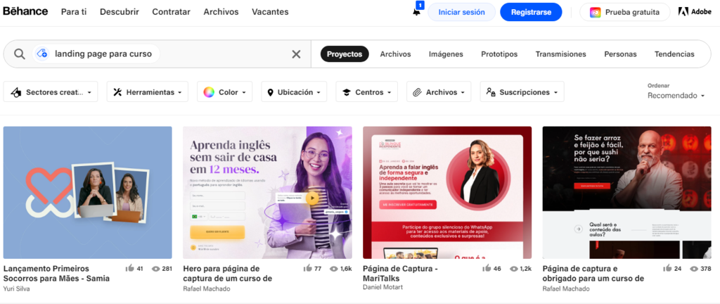 Dise&ntilde;os de sitios web para cursos online en Behance