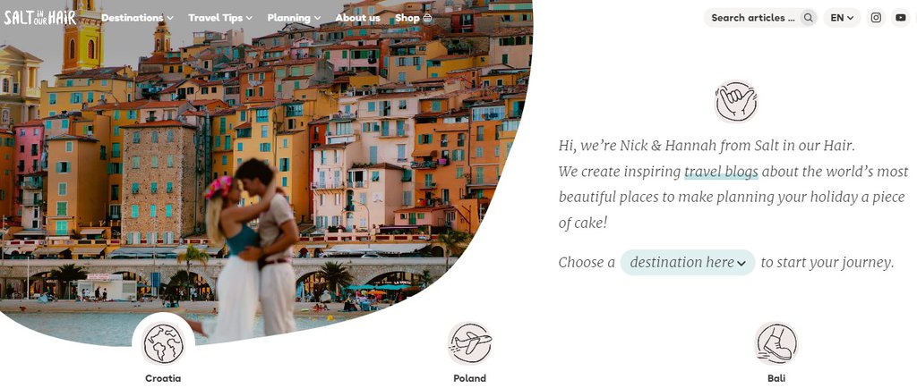 P&aacute;gina web del blog Salt in our hair