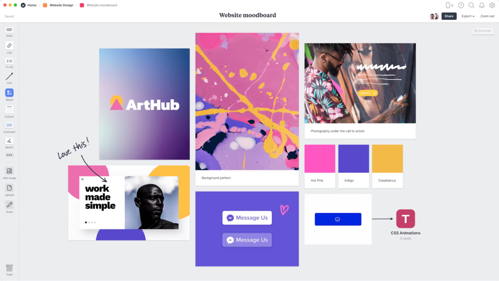 Imagen de la herramienta para crear mood boards Milanote.